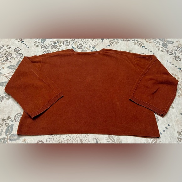 Vince. Woman’s Cotton Brown Pullover Cropped Sweater Wide Sleeve Large - Picture 2 of 10